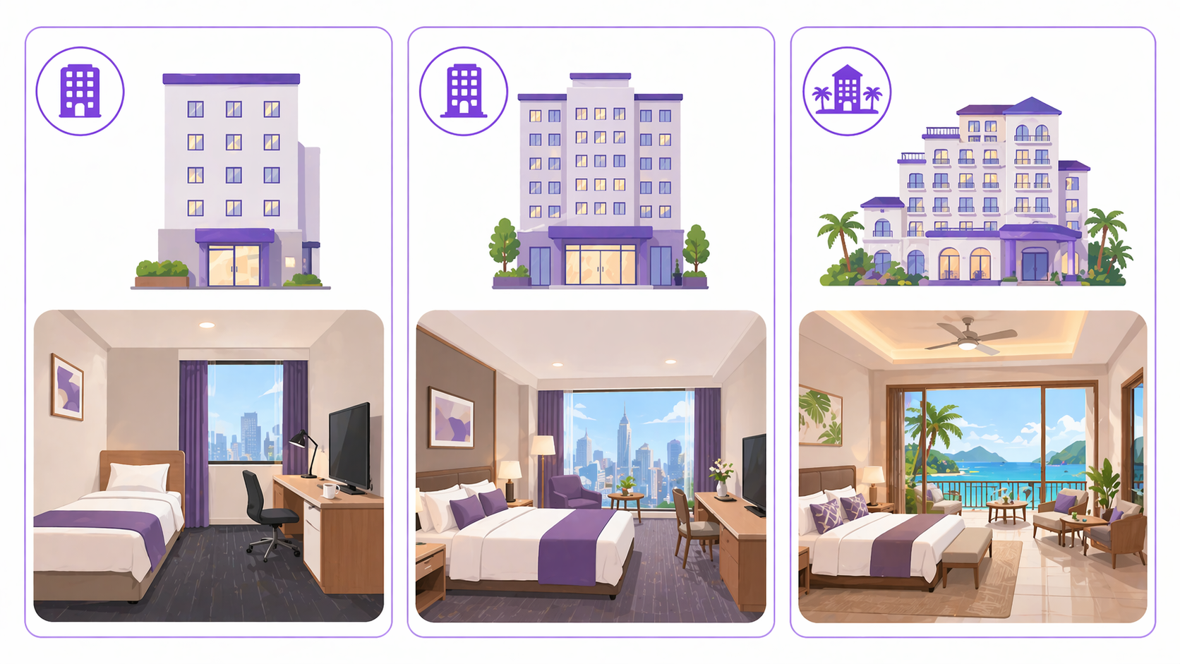 3 ประเภทโรงแรม — Business / City / Resort