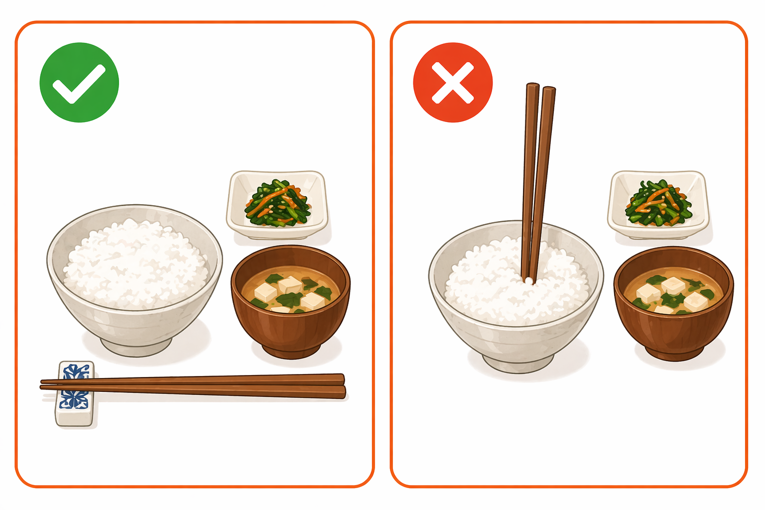 มารยาทตะเกียบ — Do / Don't