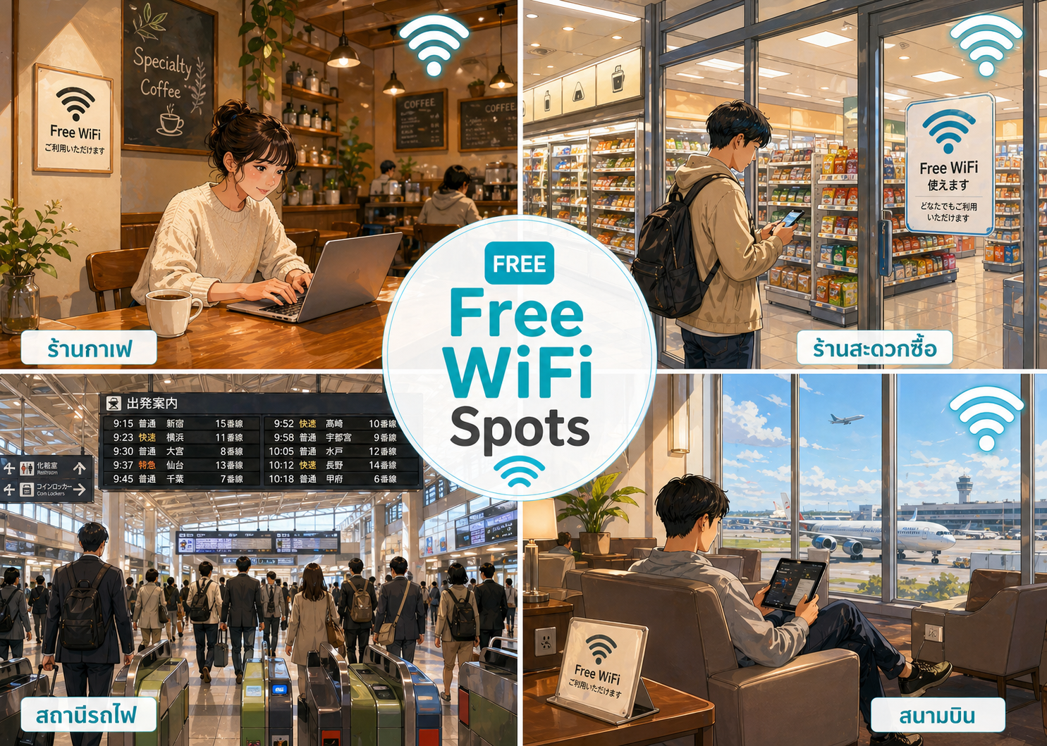 4 จุดที่มี Free WiFi ในญี่ปุ่น — ร้านกาแฟ ร้านสะดวกซื้อ สถานีรถไฟ และสนามบิน