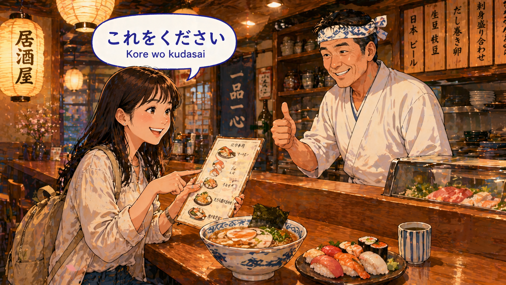 นักท่องเที่ยวสั่งอาหารในร้านญี่ปุ่น พูด 